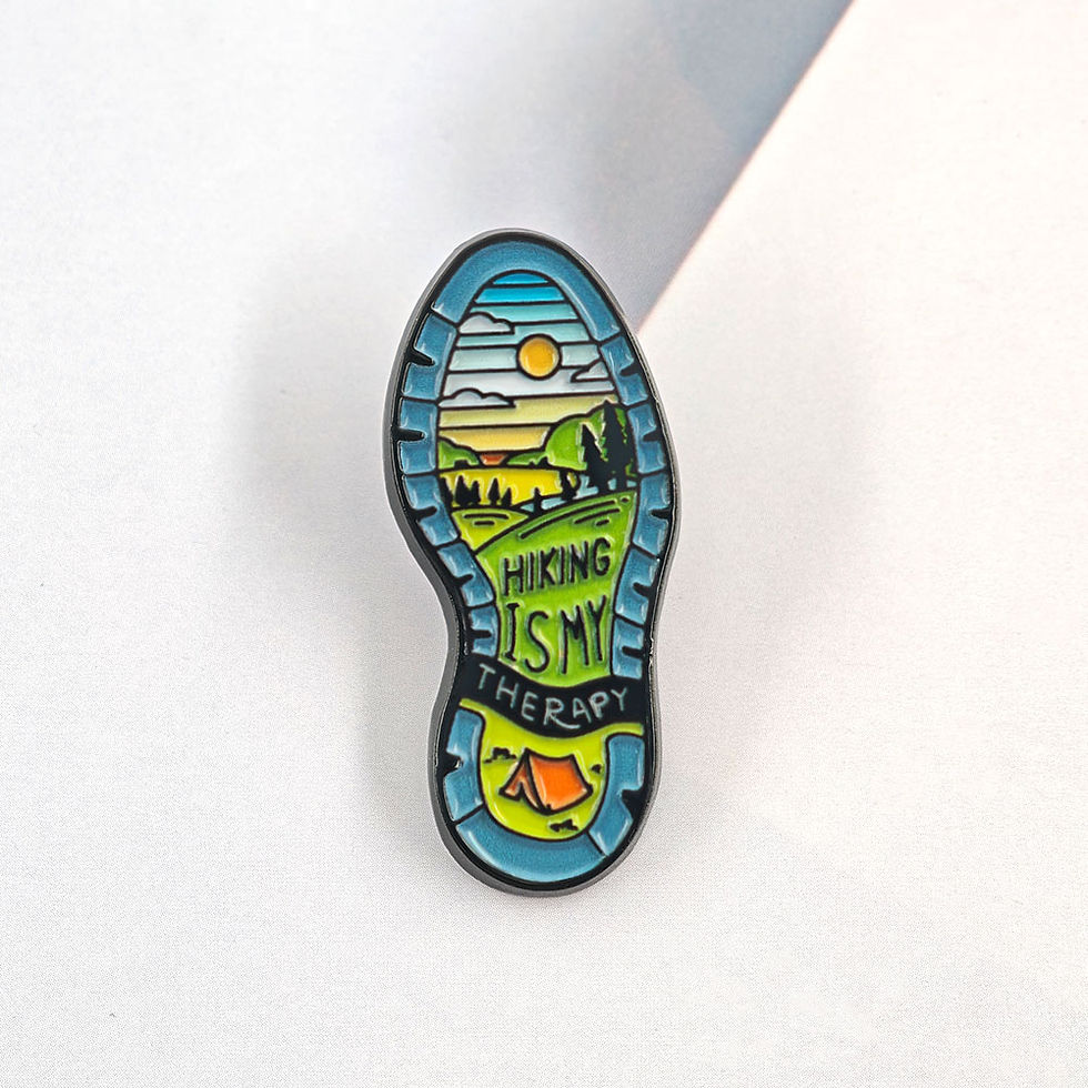 Thumbnail: Hiking Is My Therapy Enamel Pin Funny Camping Shoe Sole Brooch Outdoor Adventure