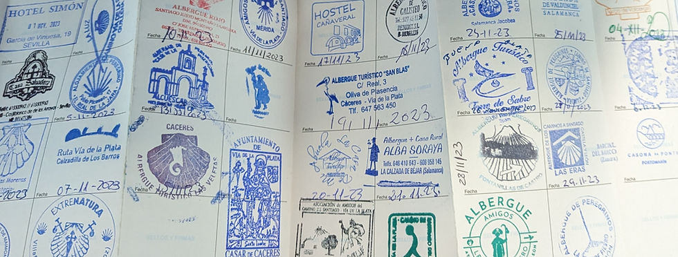 Camino de Santiago pilgrim passport filled with stamps from along the route