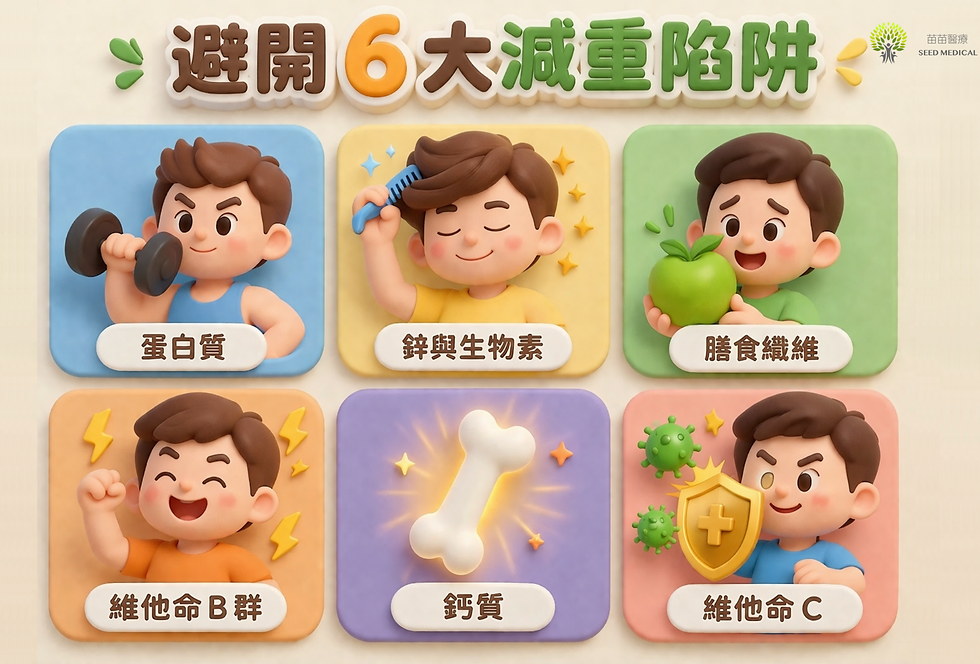 瘦瘦針可能出現的營養問題,如肌肉流失、掉髮及便秘,提醒用家在 GLP-1 體重管理過程中需由專業營養師指導補充特定營養素。