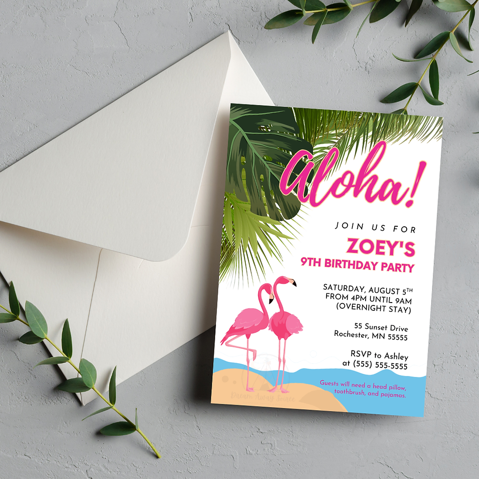 Tropical Oasis Editable Party Invitation for a Birthday