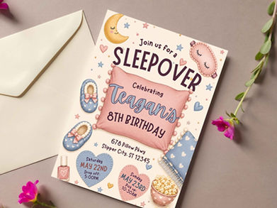 Sleepover invitation for a girl's birthday party.