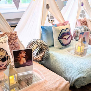 sparkle themed teepee sleepover