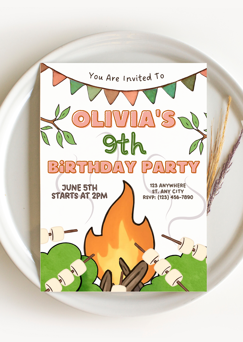 Cozy Camp-In birthday invitation fora party
