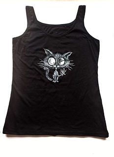 Gato de schrödinger y átomo pintado a mano por Kuzen Saha. Camiseta personalizadas