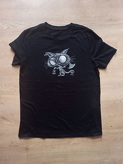 Gato de schrödinger pintado a mano por Kuzen Sahapor encargo. Camiseta personalizada