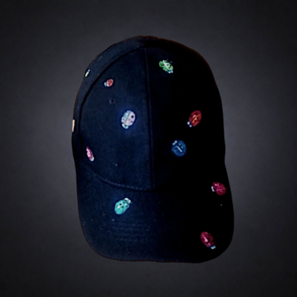 Gorra Mariquitas pintada a mano por Kuzen Saha.