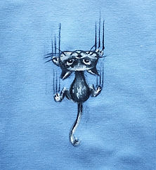 Gato de schrödinger pintado a mano por Kuzen Sahapor encargo. Leggins, mallas niña, niño, personalizadas