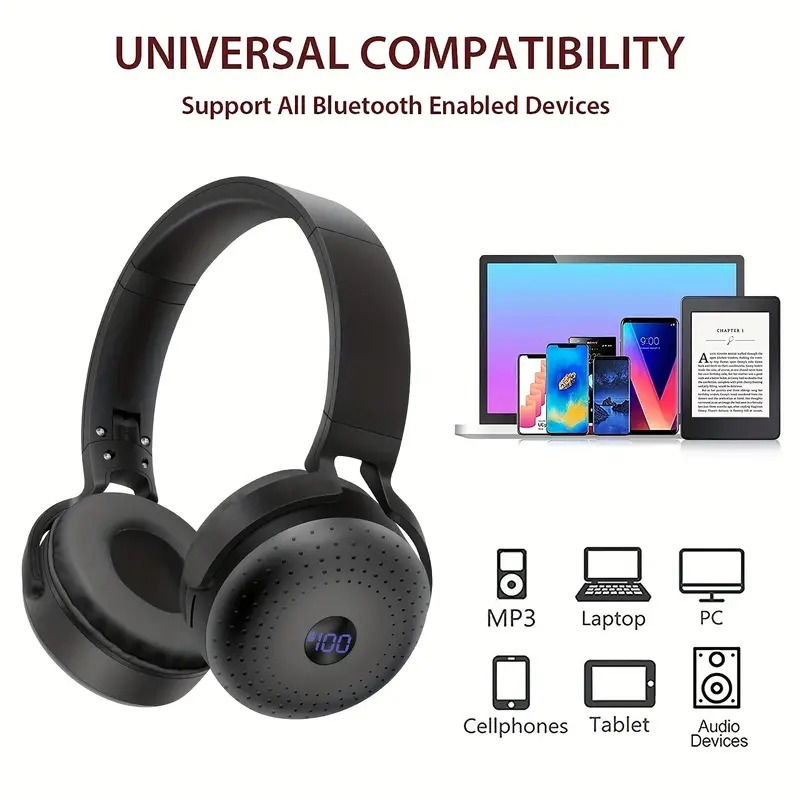 Thumbnail: Wireless HiFi Stereo Headsets with Built-in Mic and Power Display