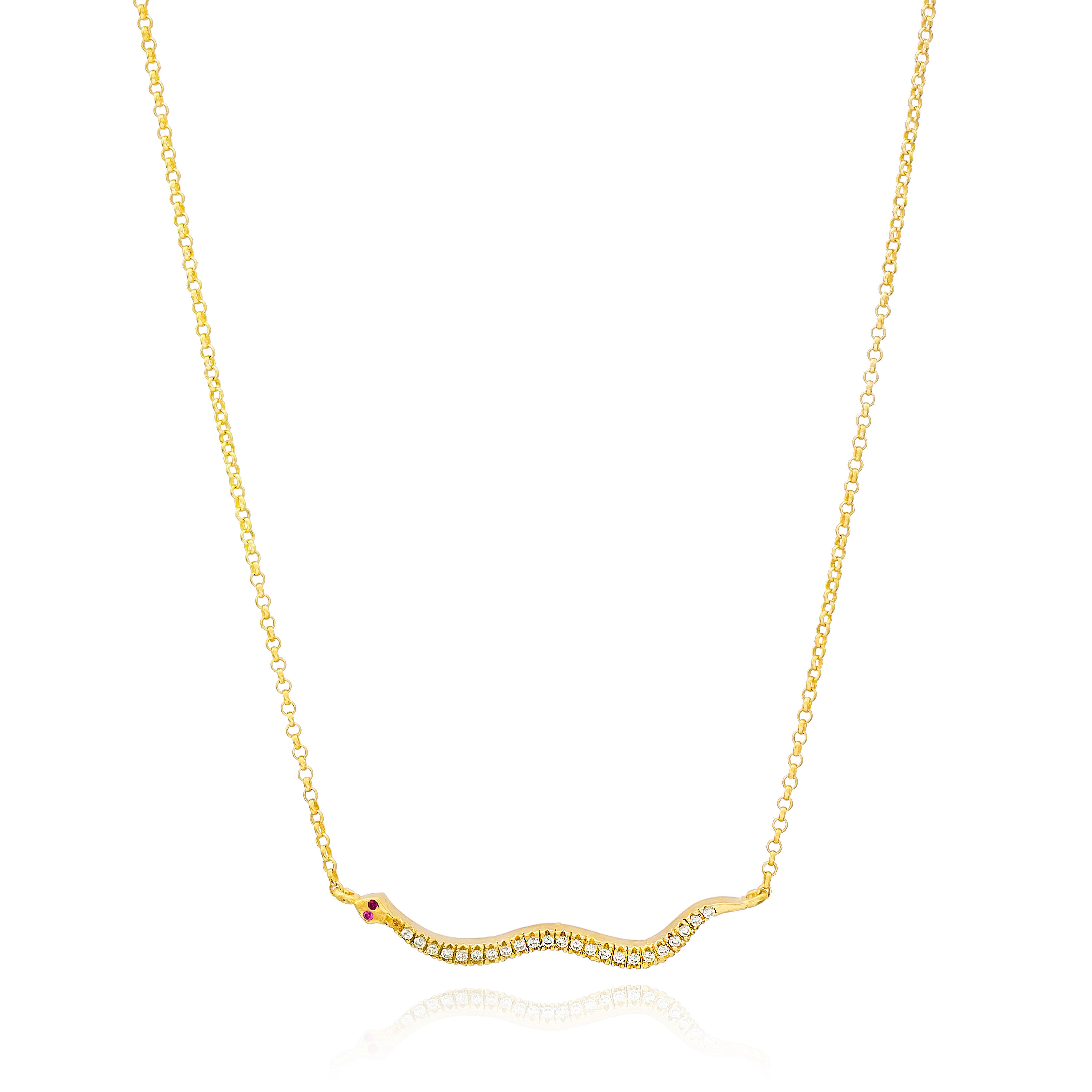 snake kette, kette mit Schlange und Zirkonia, snake chain necklace