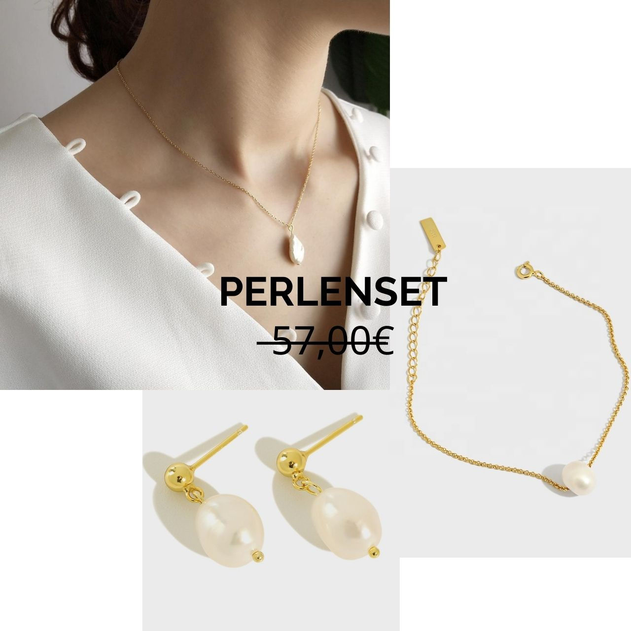 Perlen Set Damen, perlenschmuck set, Pearl Set Ladies, pearl jewelry set