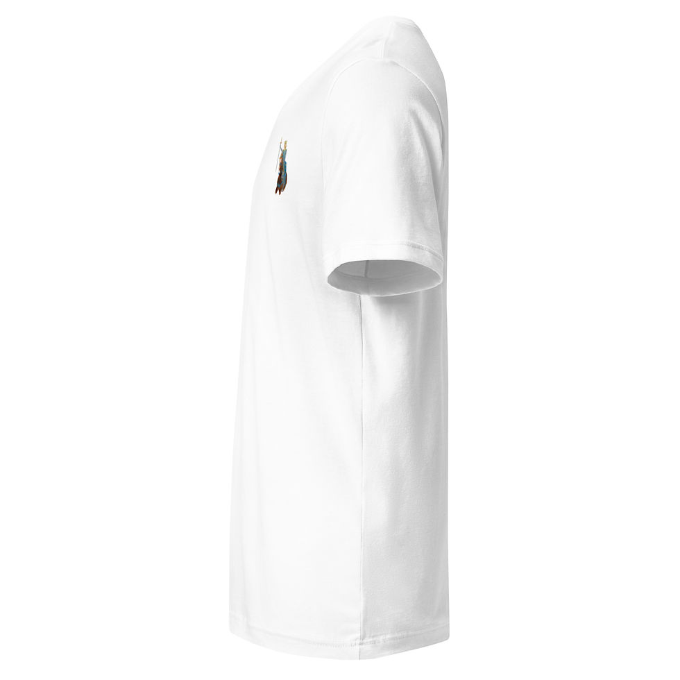 Miniature : T-shirt unisexe blanc col en v