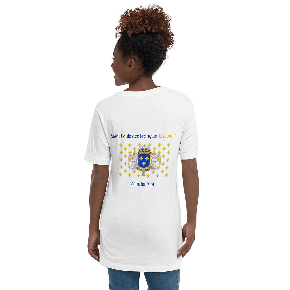 Miniature : T-shirt unisexe blanc col en v