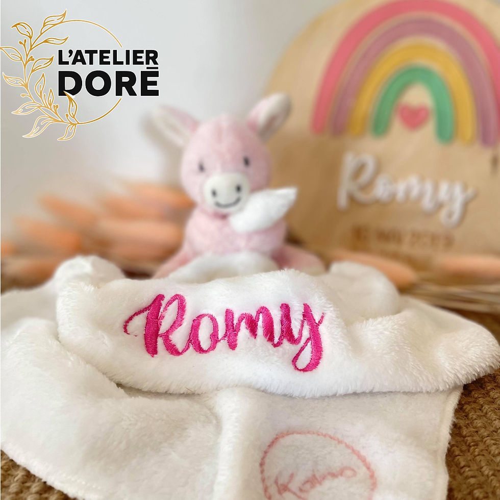 Miniature : Doudou rose Kaloo tout doux brodé