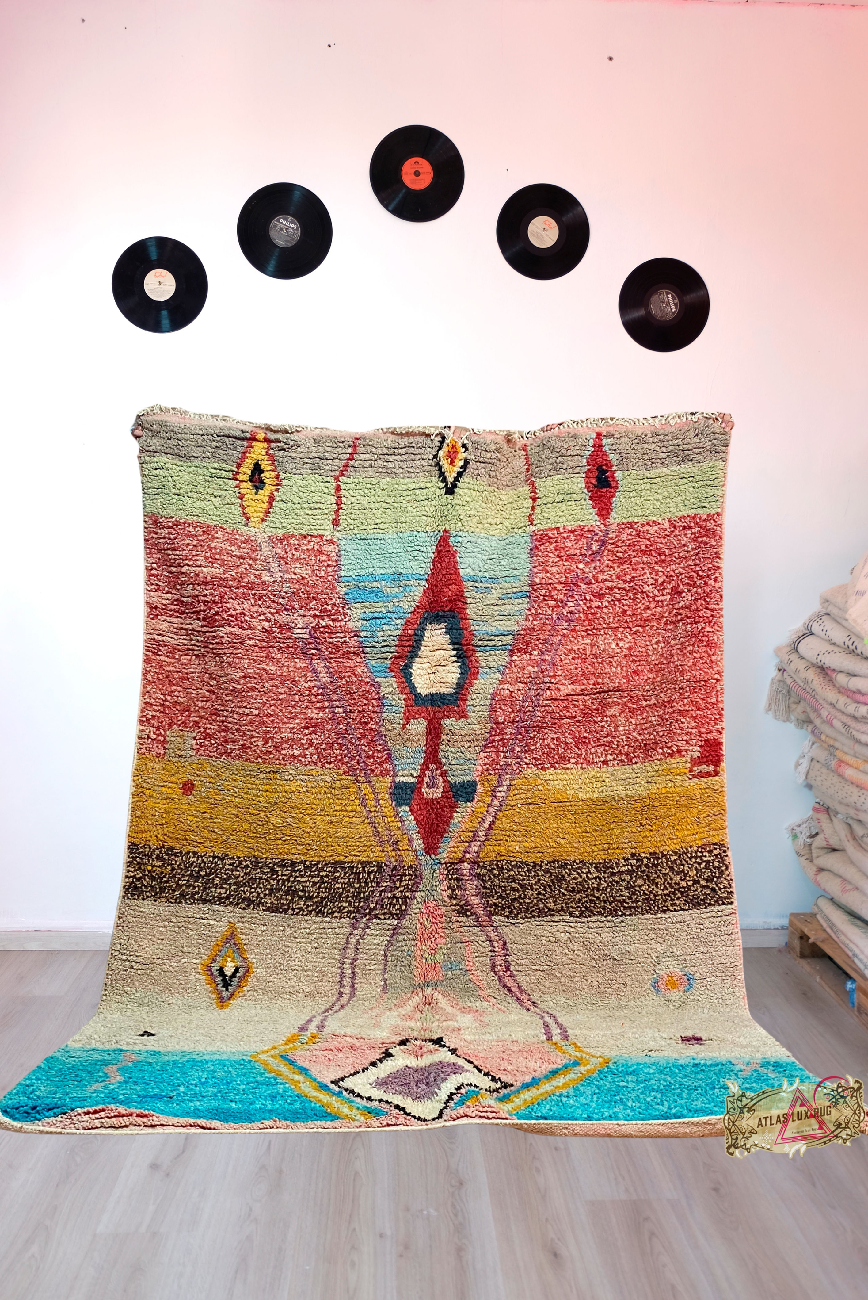 Multicolored Rug, Custom Fabulous Boujaad Rug, Washable Rug, Moroccan Rugs