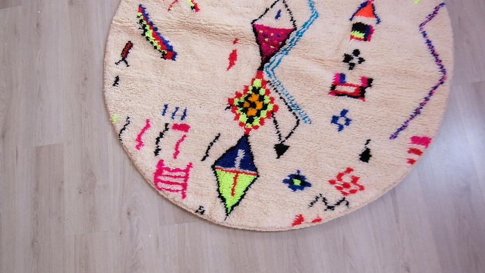 Thumbnail: Round  Beni ourain rug, Authentic Moroccan rug, Berber carpet, Genuine s