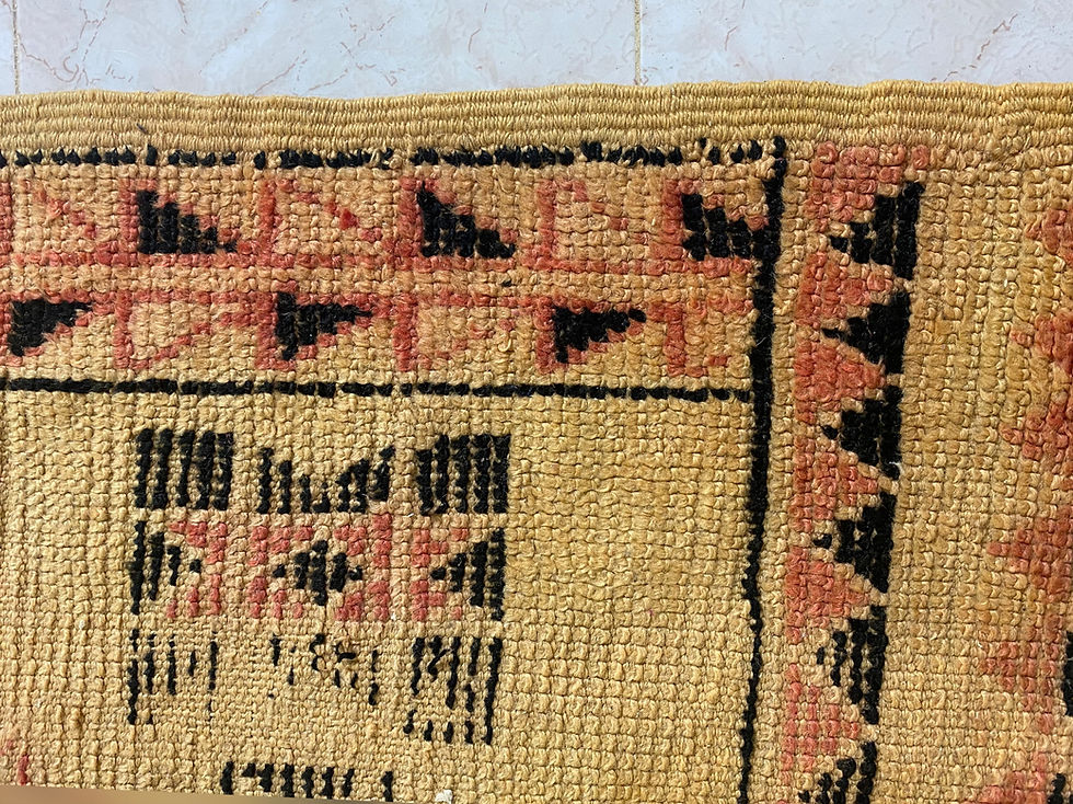 Thumbnail: Vintage Moroccan Wool Rug - 4.6x 9.9 Feet - Boujaad rug - Handmade Berber
