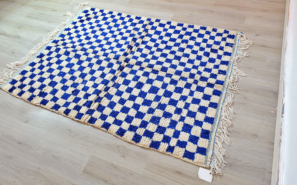 Thumbnail: Checkered moroccan rug - Checkerboard rug - Berber carpet, Genuine wool rug