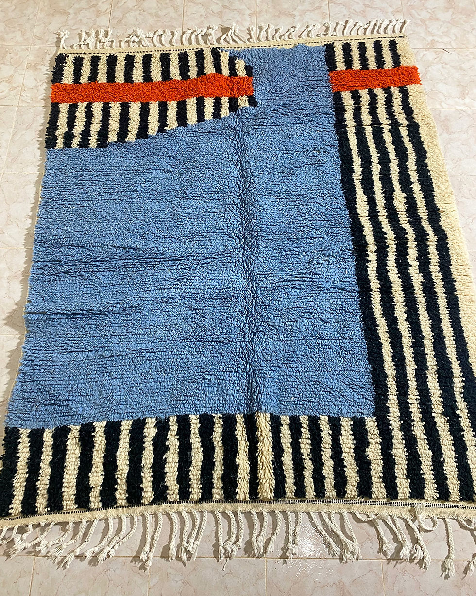 Thumbnail: Blue Handmade berber rug, Beni ourain rug, rugs living room large,Berber carpet