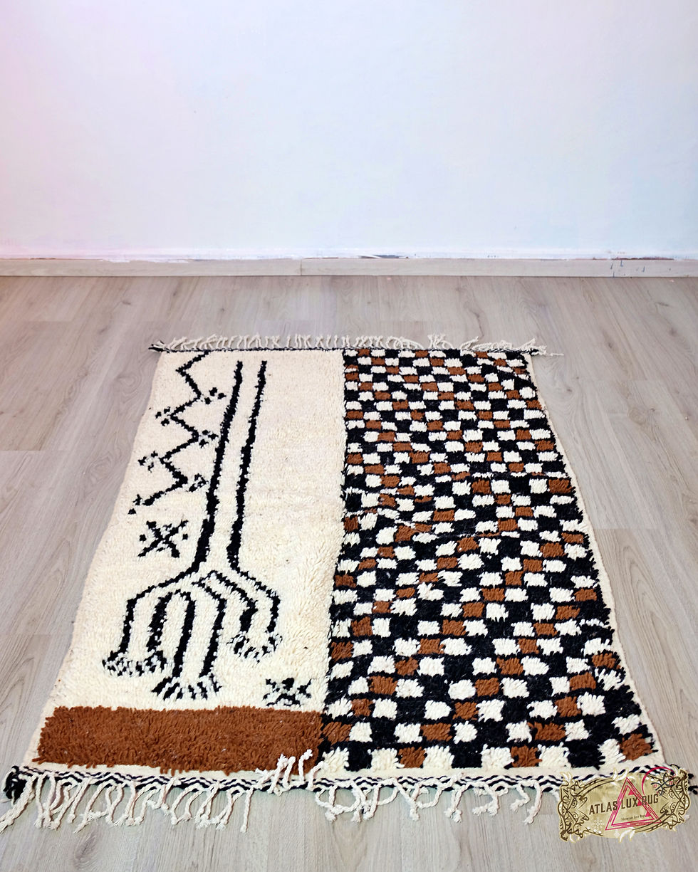Thumbnail: Beni ourain rug, Authentic Moroccan rug, Berber carpet, Genuine Wool rug