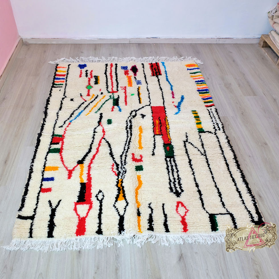 Thumbnail: Beni ourain rug, Authentic Moroccan rug, Berber carpet, Genuine Wool rug
