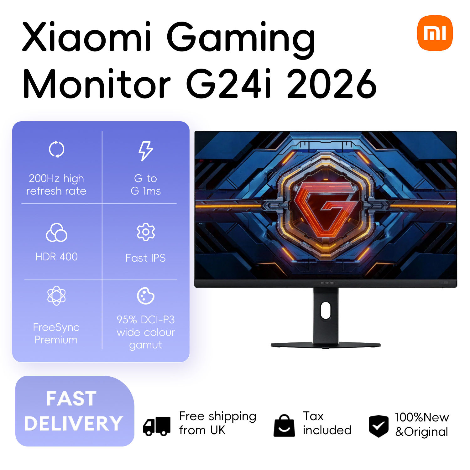Xiaomi Gaming Monitor G24i 2026 24" 1080P 200Hz 1Ms Hdr400 Fast Ips Display Free