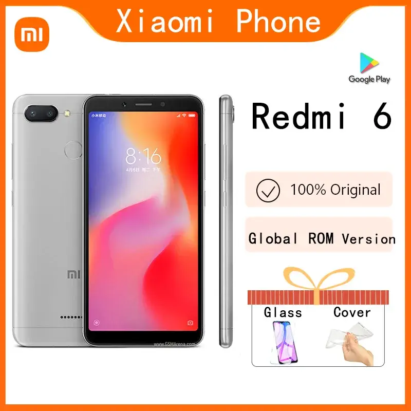 Thumbnail: Global Rom Original Xiaomi Redmi 6 4GB 64GB 13000mAh celular googleplay Fingerpr
