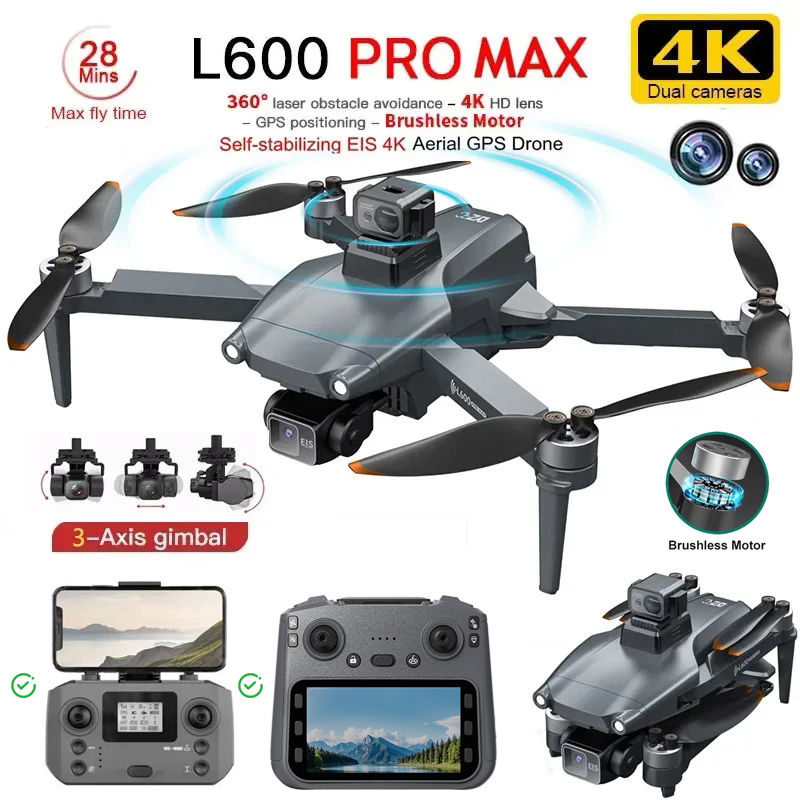 New L600 Pro MAX 4K Professional Drone With 8K HD Camera 3-Axis Gimbal GPS Dron