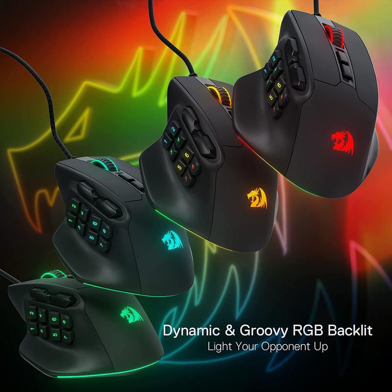 Thumbnail: Redragon M811 Aatrox MMO Gaming Mouse, 15 Programmable Buttons Wired RGB Gamer M