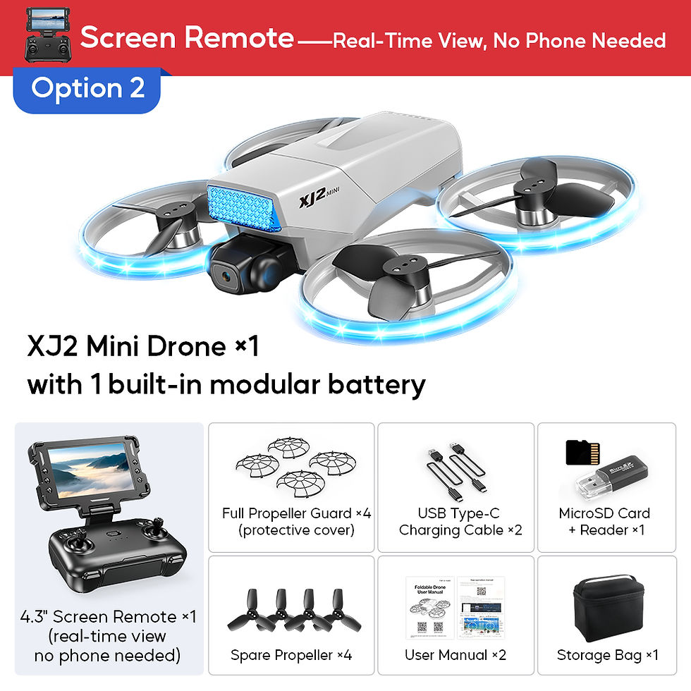 Thumbnail: AXNEN XJ2 Mini Camera Drone, Foldable Brushless RC Quadcopter, Remote Control To