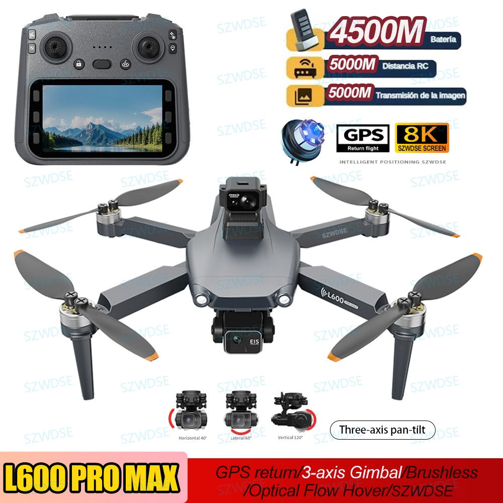 L600 PRO MAX GPS Drone 8K Professional HD Dual Camera 3-Axis Gimbal Aerial 360°
