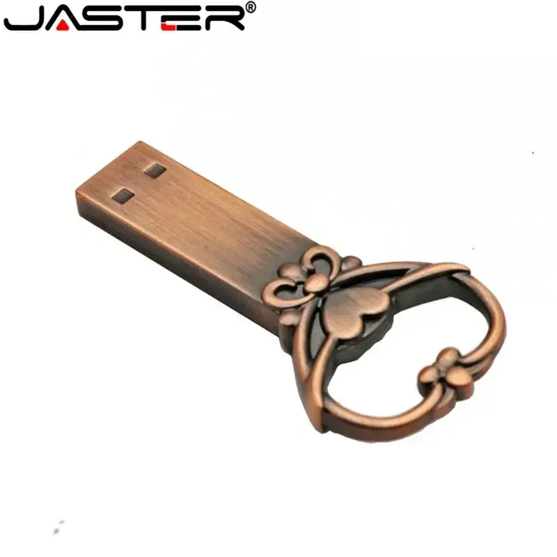 Thumbnail: JASTER Copper love heart shaped key usb flash drive pendrive pen drive 4gb 16gb 