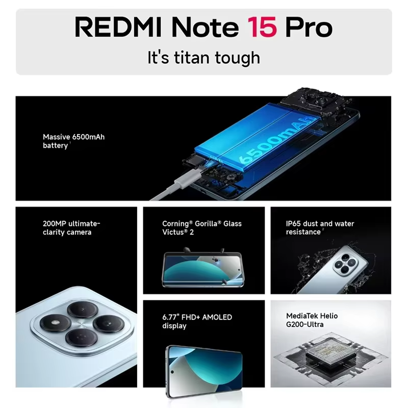 Thumbnail: Global Version Redmi Note 15 Pro 4G Smartphone 6500mAh 45W Battery 200MP OIS Mai