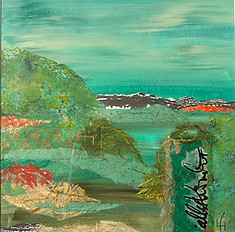 1. Laura Gardner , Tranquility in Turquoise , mixed media , 13 X 13 X 1 , $ 300.jpg