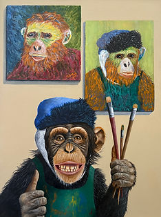 mike dziomba,Chimp Van Gogh,acrylic,18x24x1,$825 - mike dziomba.jpg