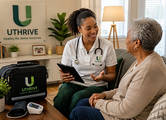 Healthcare provider assisting a patient at UTHRIVE Clinic