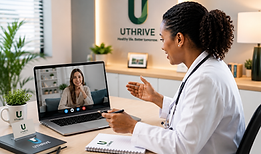 UTHRIVE provider performing a patient examination via Telehealth