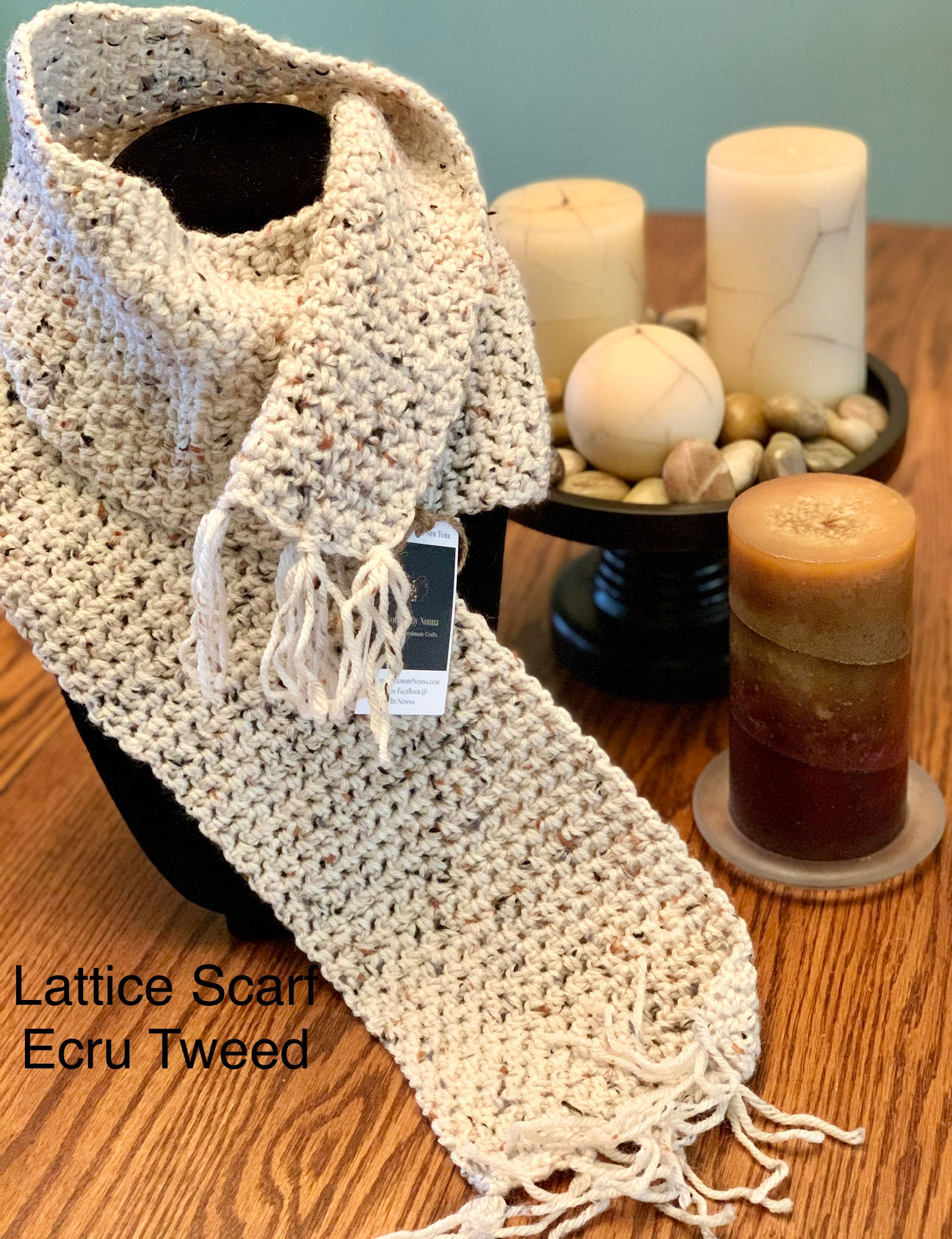 Lattice Scarf/ Ecru Tweed