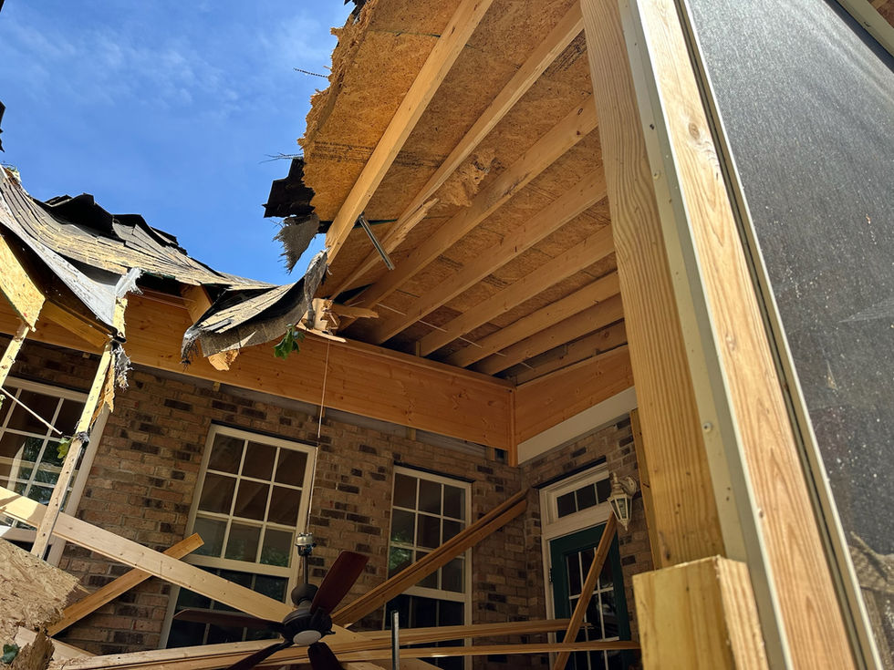 Structural damage on a home after storm