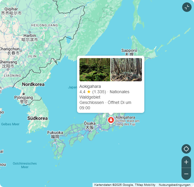 karte von Aokigahara in Japan
