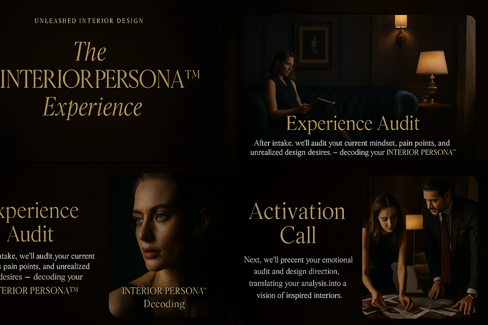 a poster for the interior design persona experience