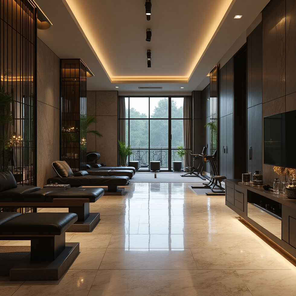 a room with a lot of furniture and a television