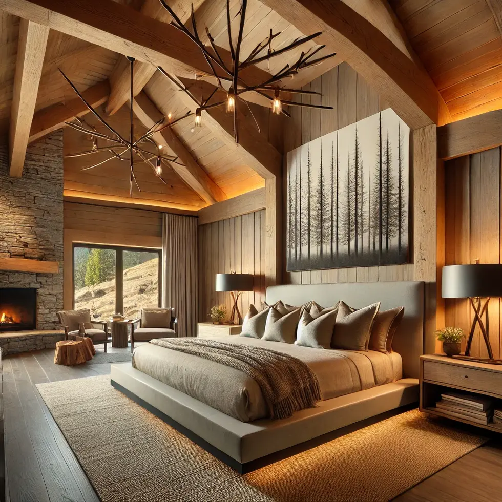 rustic lodge, natural wood, modern lodge interior
