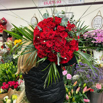 Large bouquet with stunning bright red roses