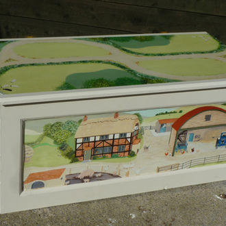 Village themed illustration box
