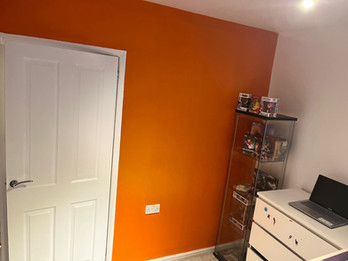 New orange paint on a wall