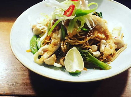 Pasta dish with toppings