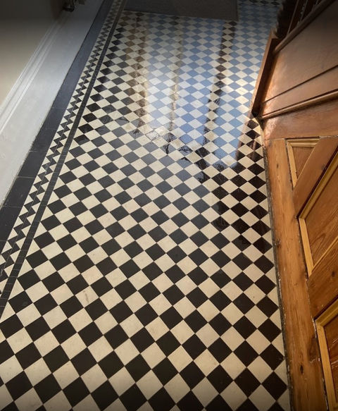 Black and white shiny floor