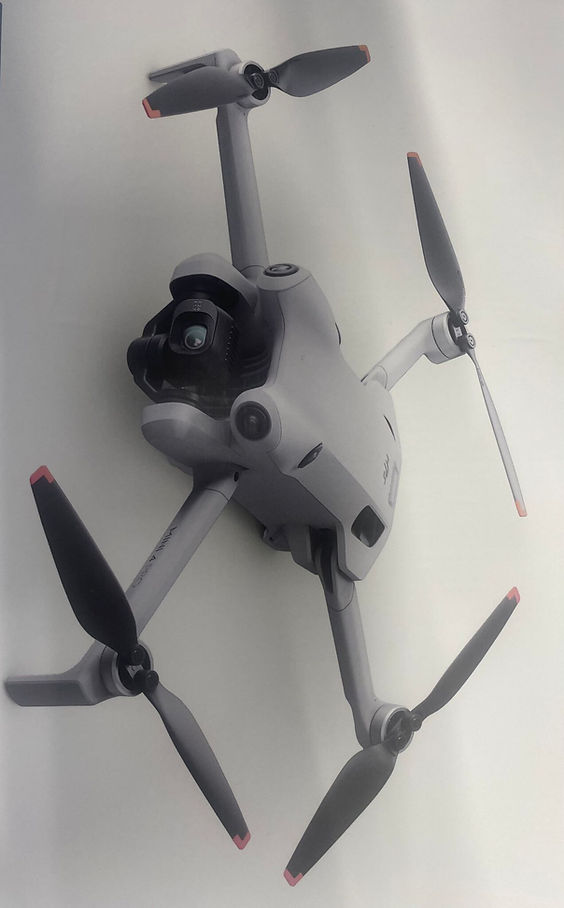 Grey and black drone
