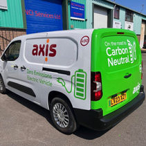 Bright lime green and white mini van