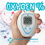 Hand holding oxygen meter showing 20.9% oxygen level, Everyday Hyperbaric.
